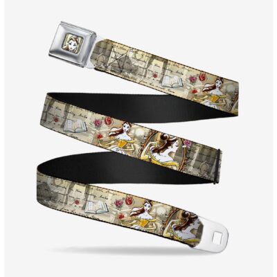 Disney Beauty And The Beast Belle Sketch Poses Story Script Seatbelt Belt