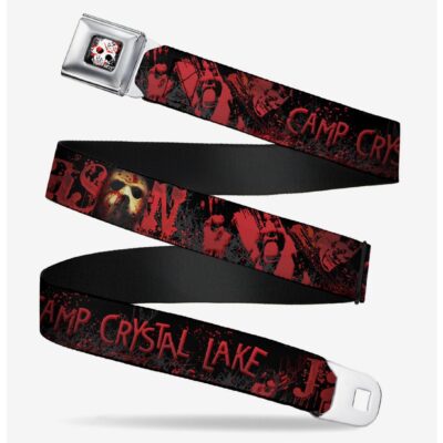 Buckle-Down Friday The 13Th Jason Mask Camp Crystal Lake Hand Prints Seatbelt Belt