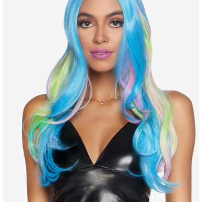 Long Multi-Color Wig Blue