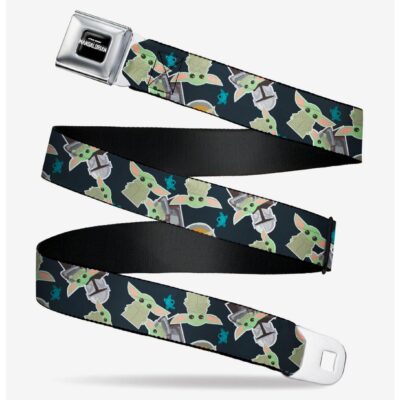 Star Wars The Mandalorian The Child And Frog Icons Navy Seatbelt Belt