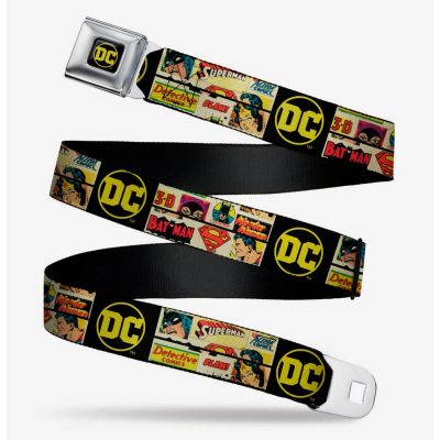 DC Comics Vintage Superhero Logos Seatbelt Belt